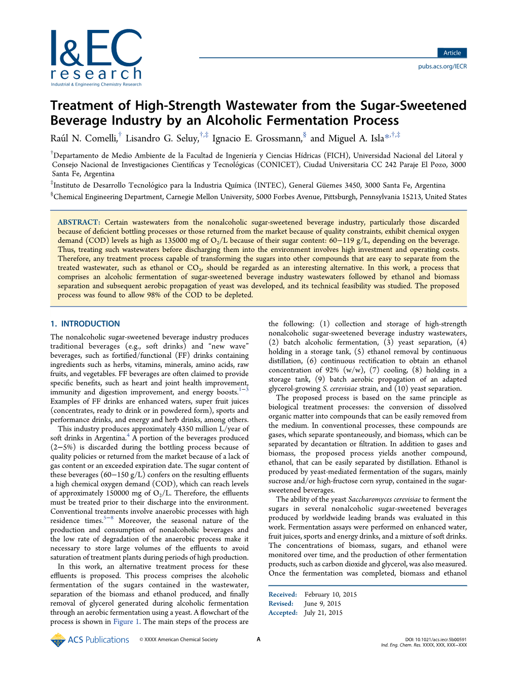 The Treatment of High-Strength Wastewater from the Sugar