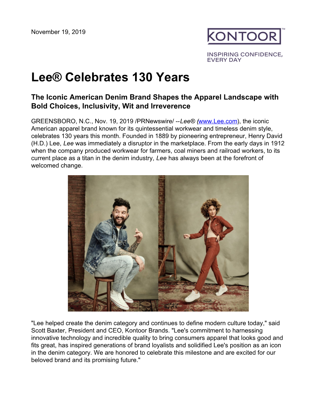 Lee® Celebrates 130 Years