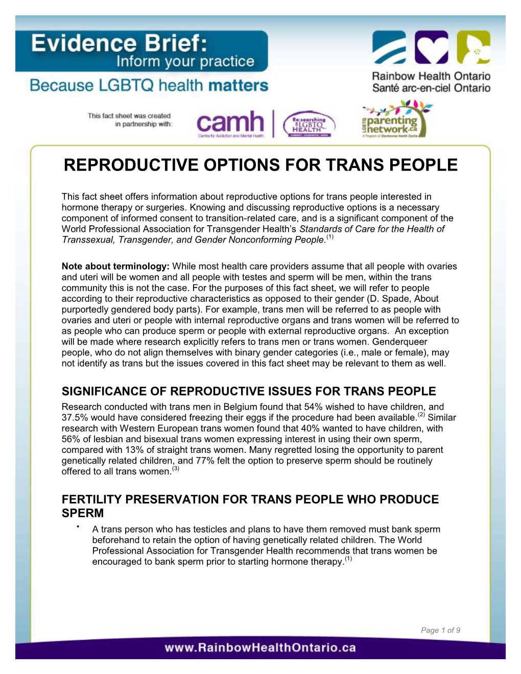 Reproductive Options for Trans People