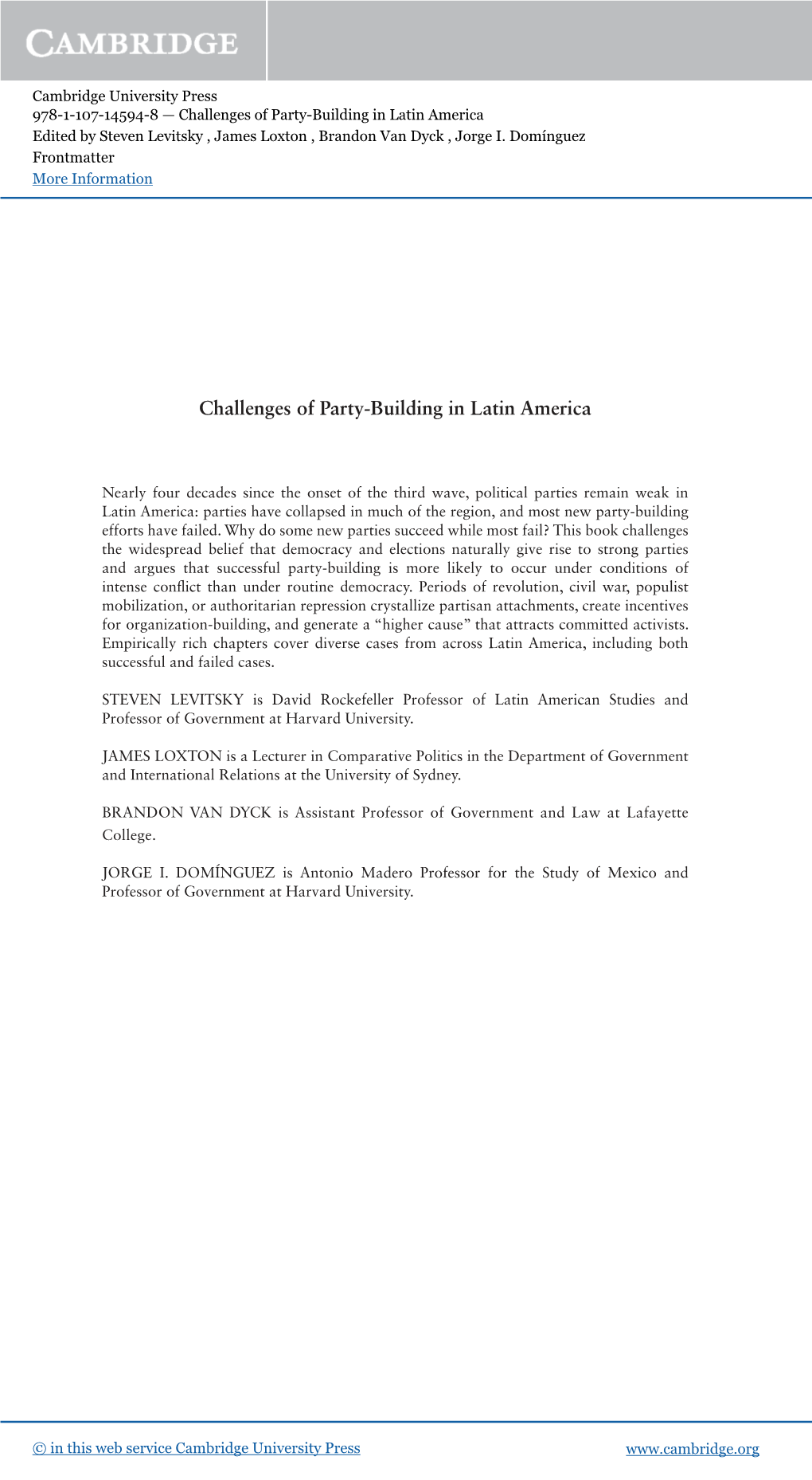 Challenges of Party- Building in Latin America