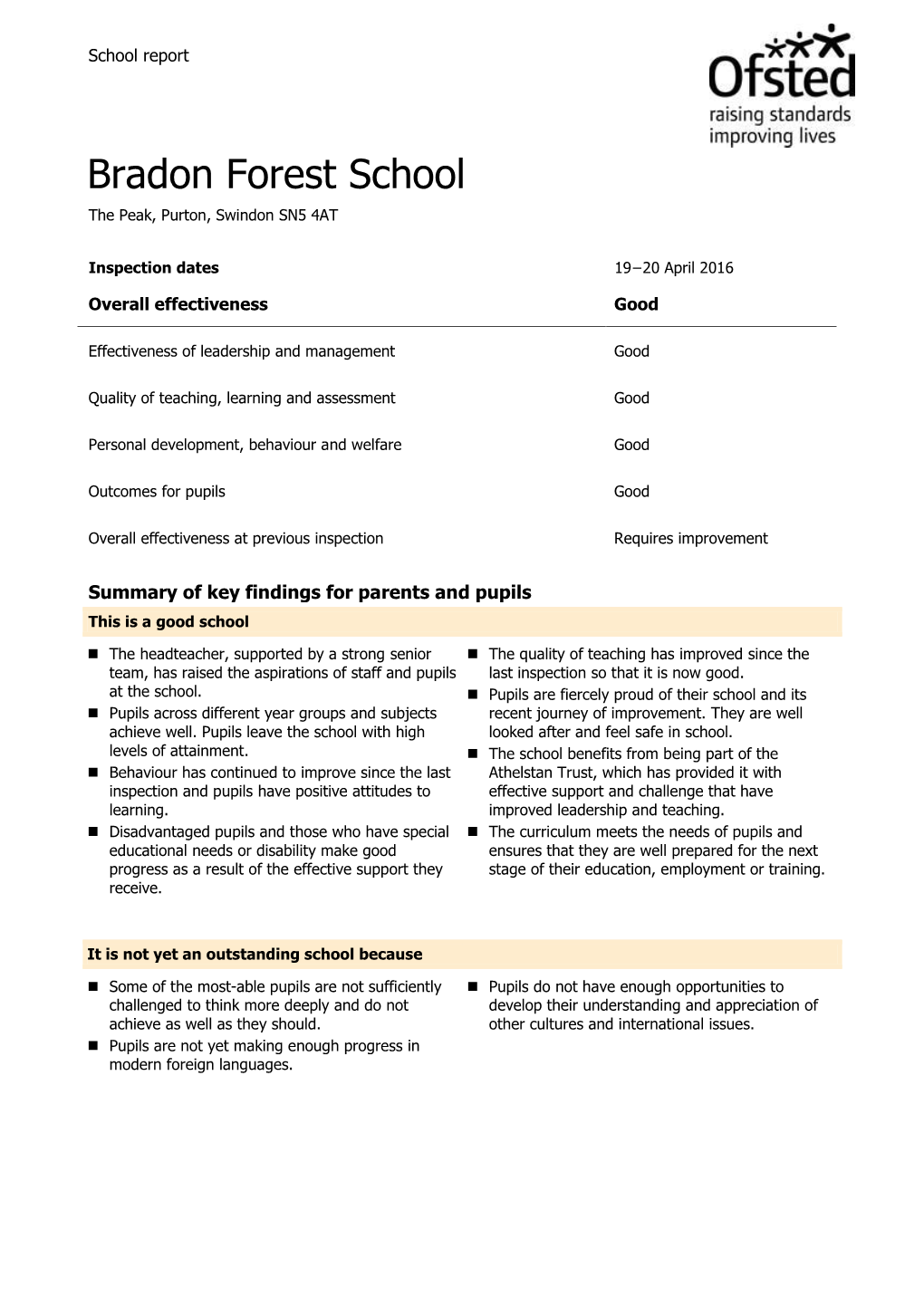 Ofsted Inspection Report