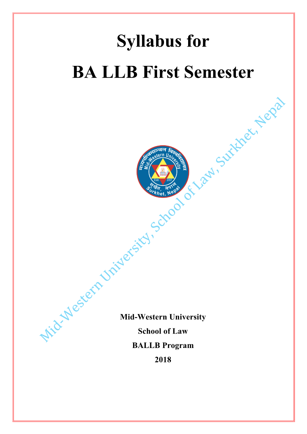 Syllabus for BA LLB First Semester