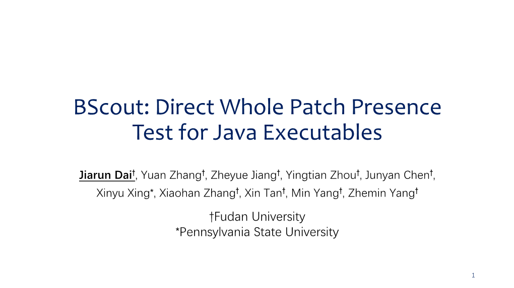 Bscout: Direct Whole Patch Presence Test for Java Executables