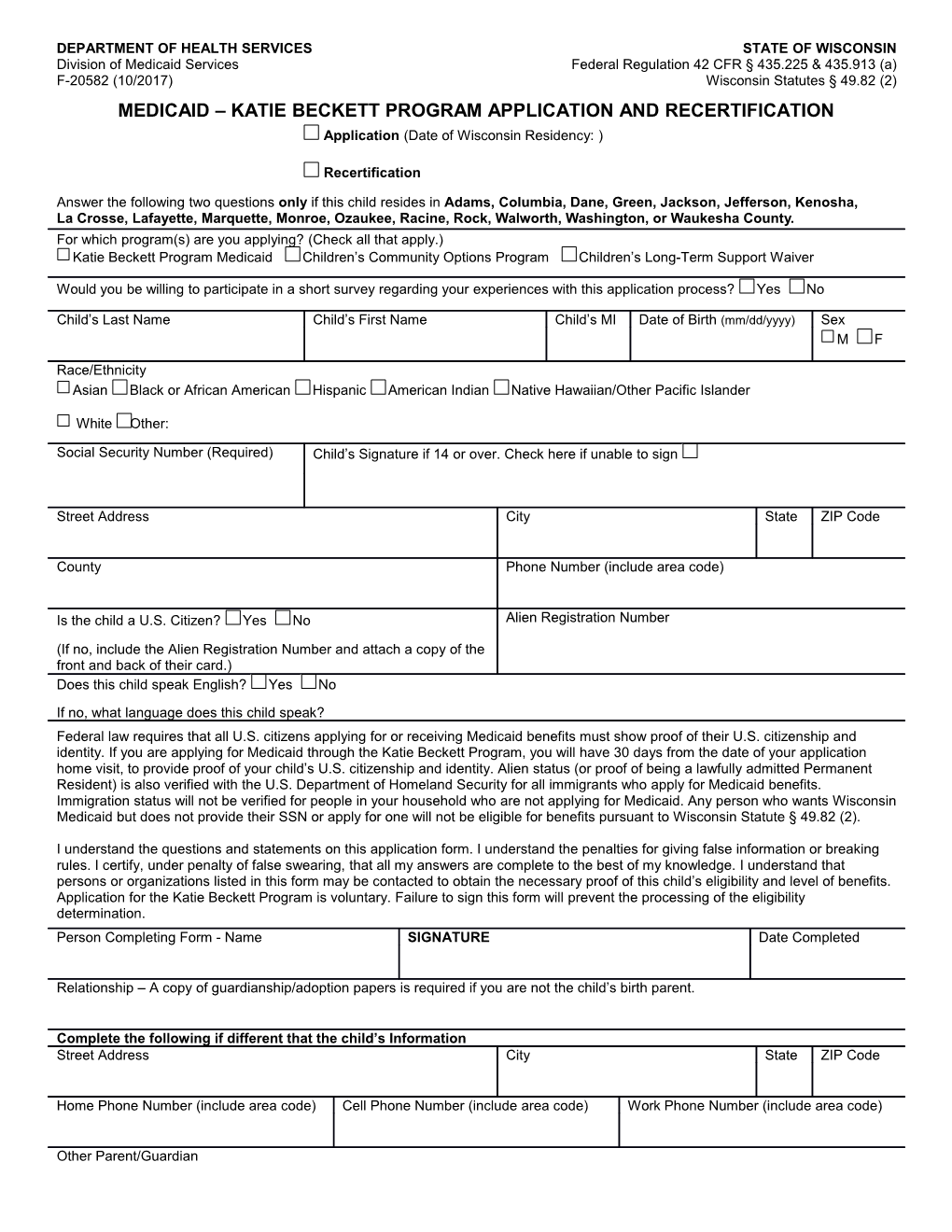 Medicaid Katie Beckett Program Application and Recertification