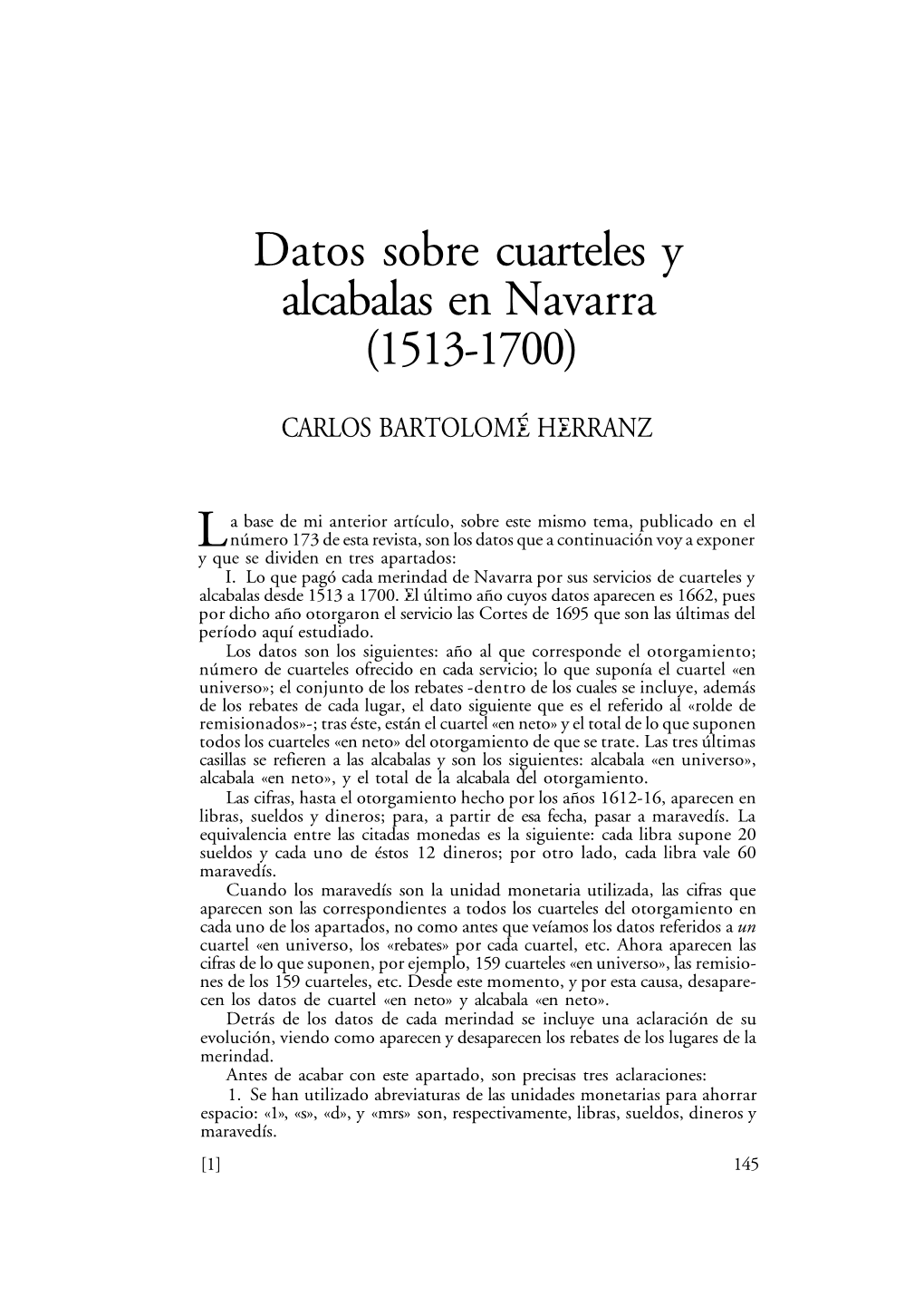 Datos Sobre Cuarteles Y Alcabalas En Navarra (1513-1570)