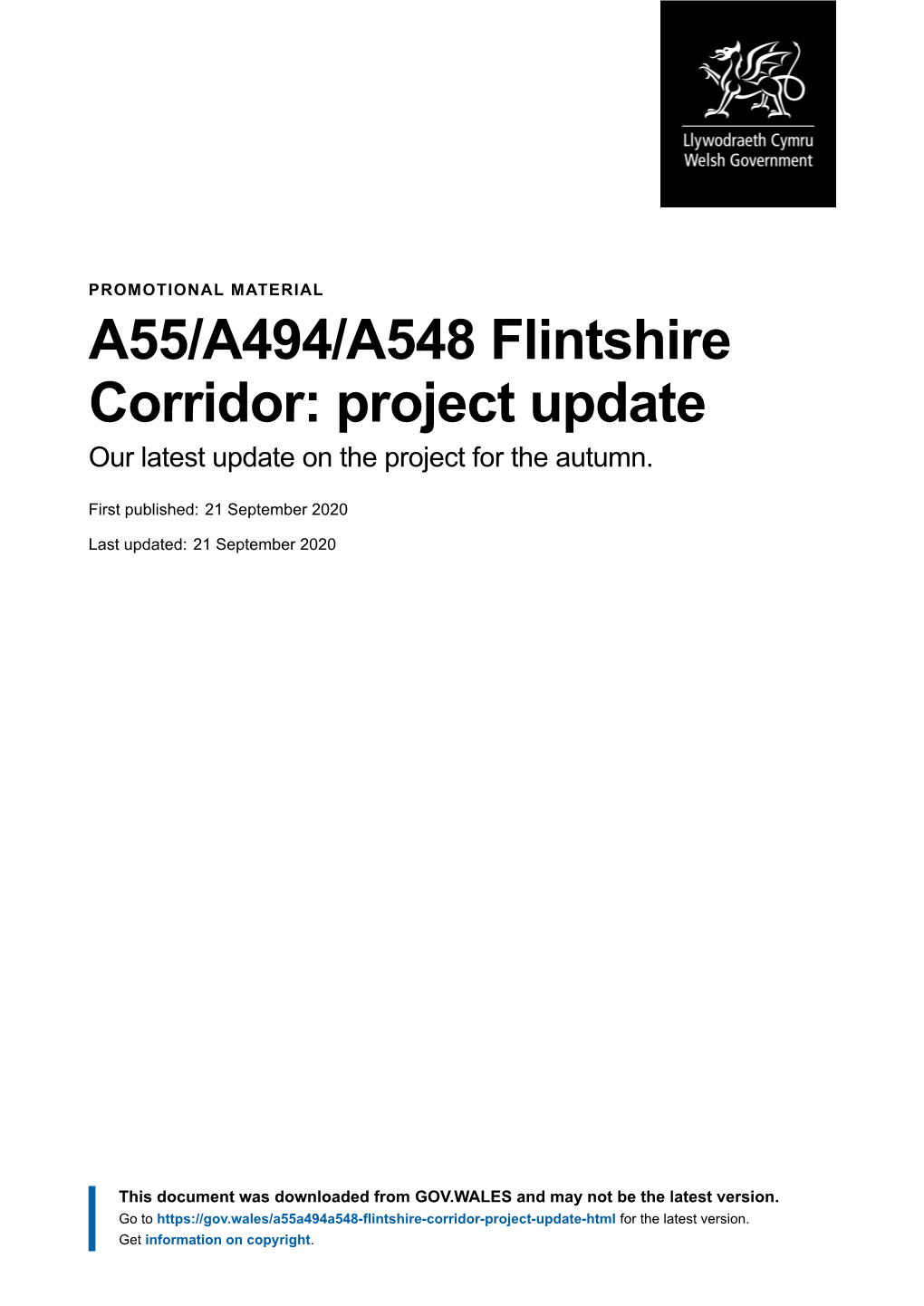 A55/A494/A548 Flintshire Corridor: Project Update | GOV.WALES