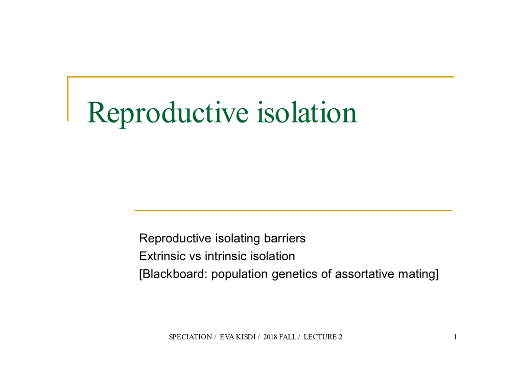 Reproductive Isolation