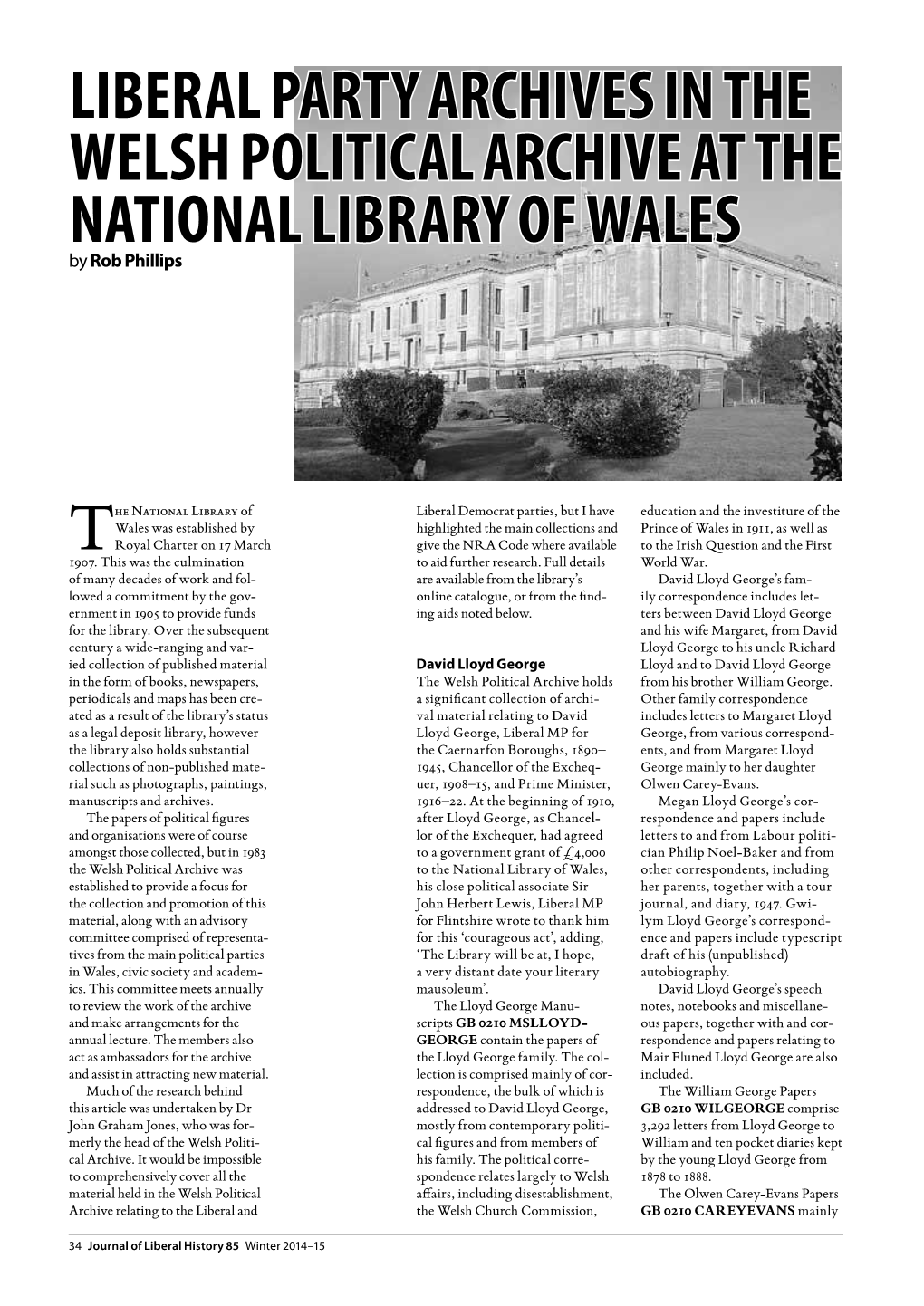 85 Phillips Liberal Archives National Library Wales