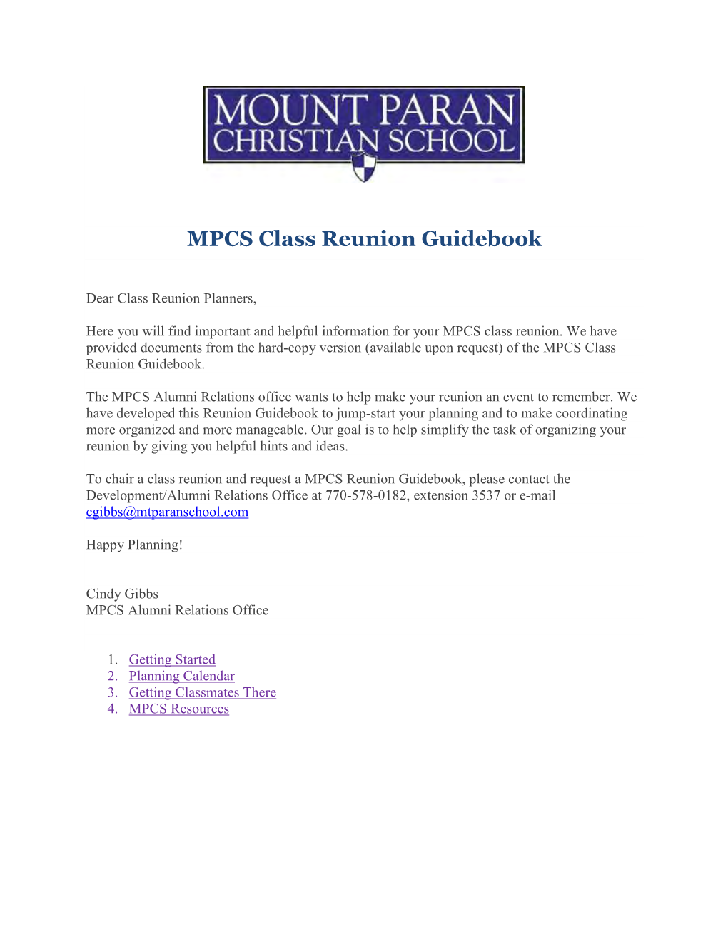 MPCS Class Reunion Guidebook