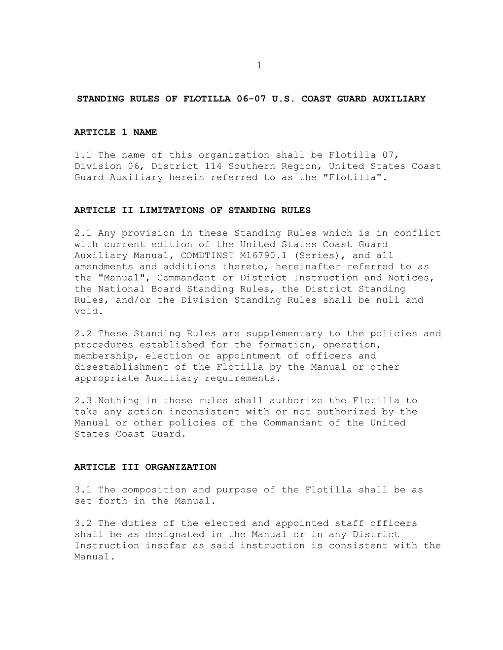 1 Standing Rules of Flotilla 06-07 U.S. Coast Guard