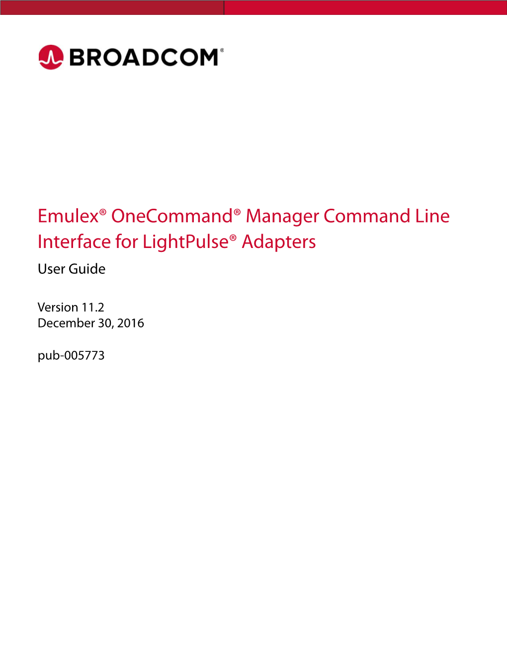Emulex® Onecommand® Manager Command Line Interface for Lightpulse® Adapters User Guide
