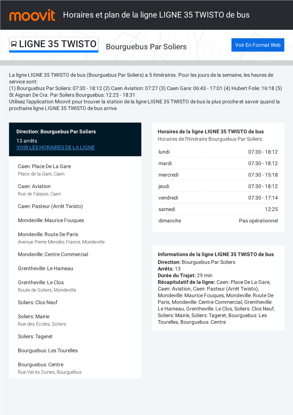 Horaires Et Trajet De La Ligne LIGNE 35 TWISTO De Bus Sur Une Carte