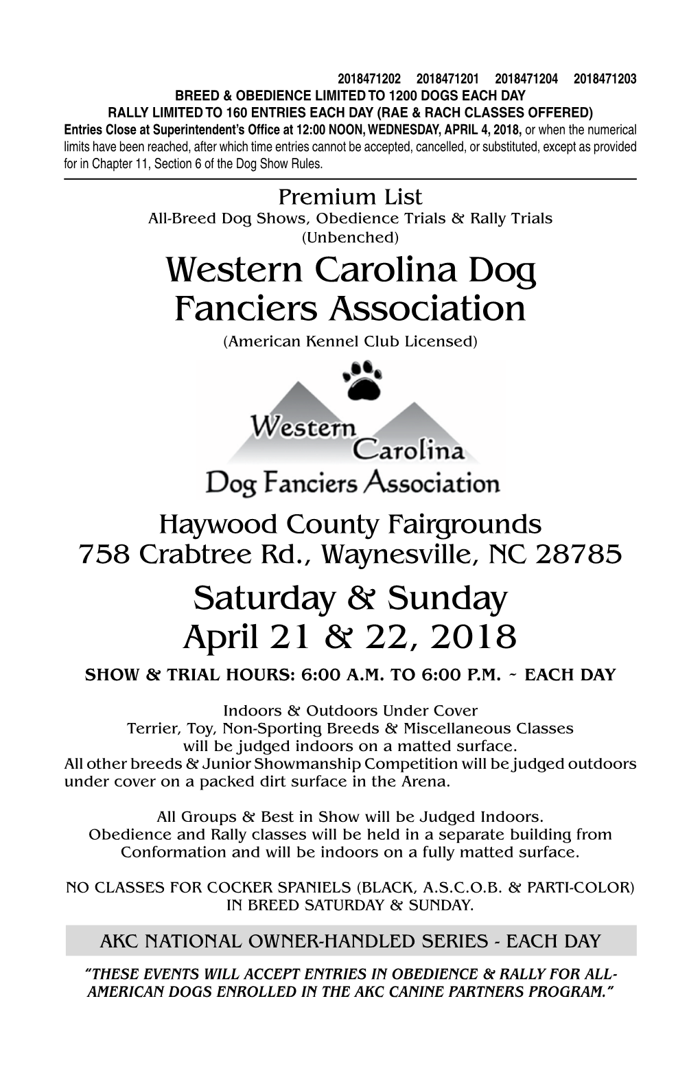 Western Carolina Dog Fanciers Association (American Kennel Club Licensed)