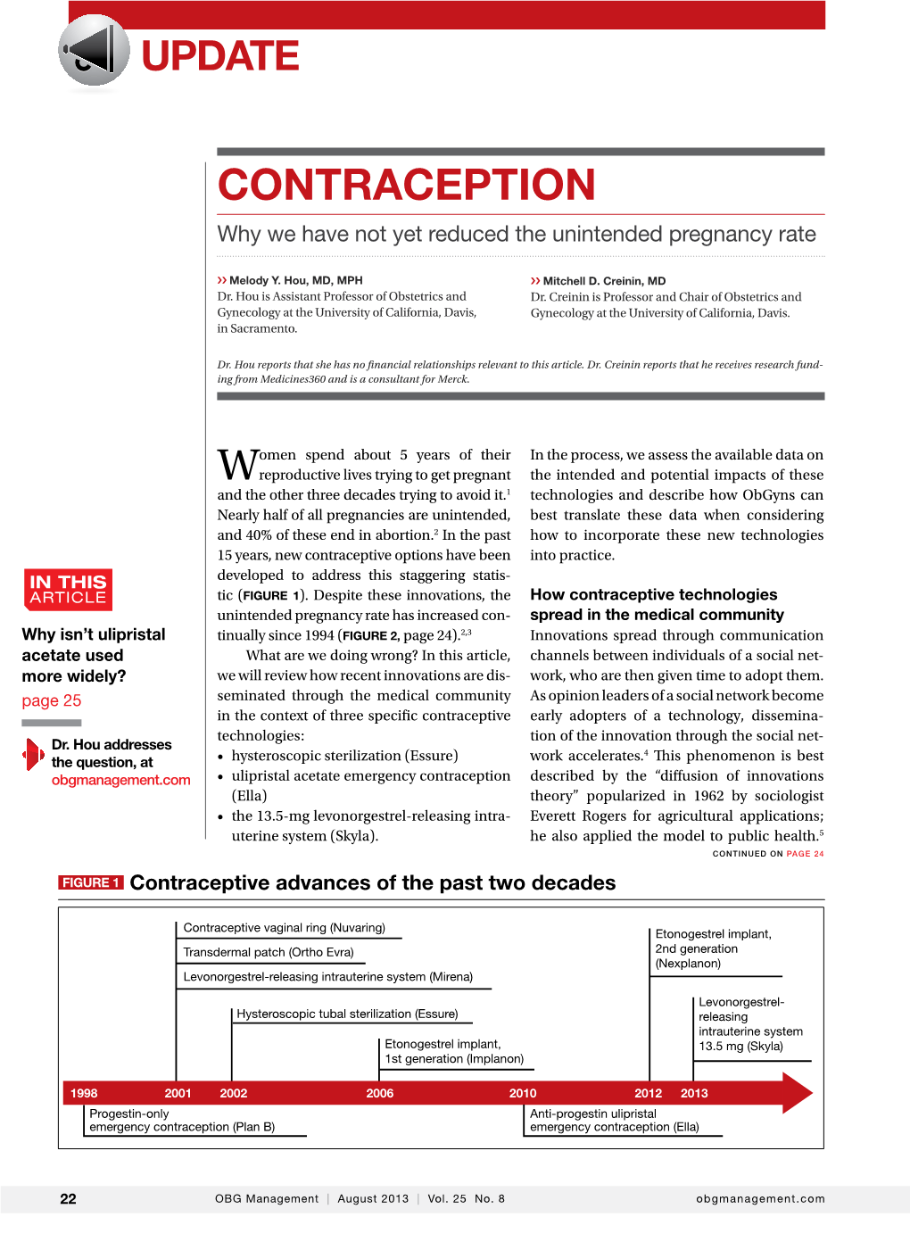 CONTRACEPTION Why We Have Not Yet Reduced the Unintended Pregnancy Rate