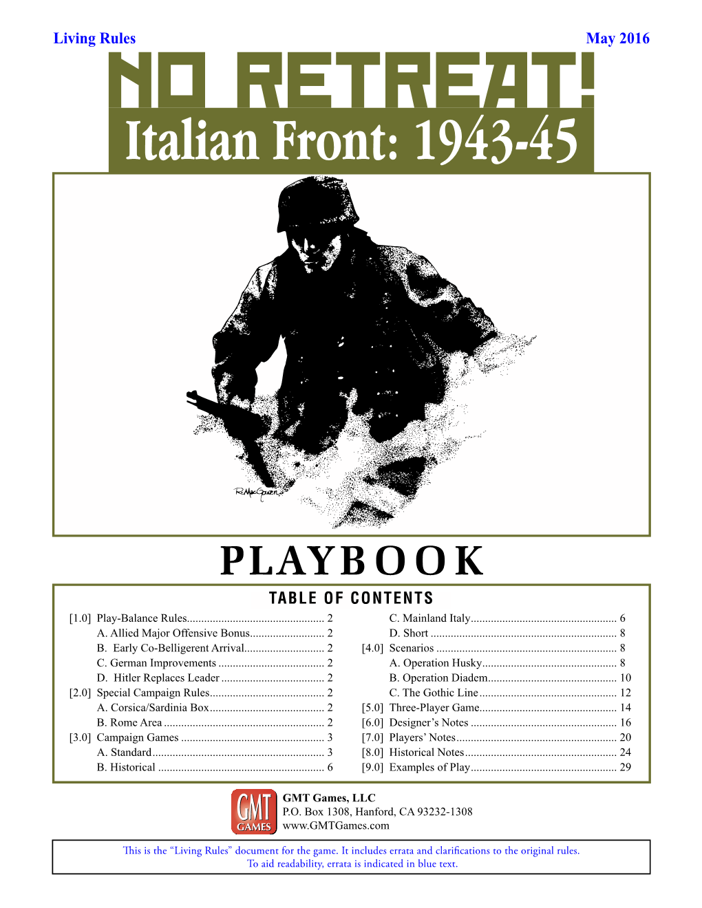 PLAYBOOK TABLE of CONTENTS [1.0] Play-Balance Rules