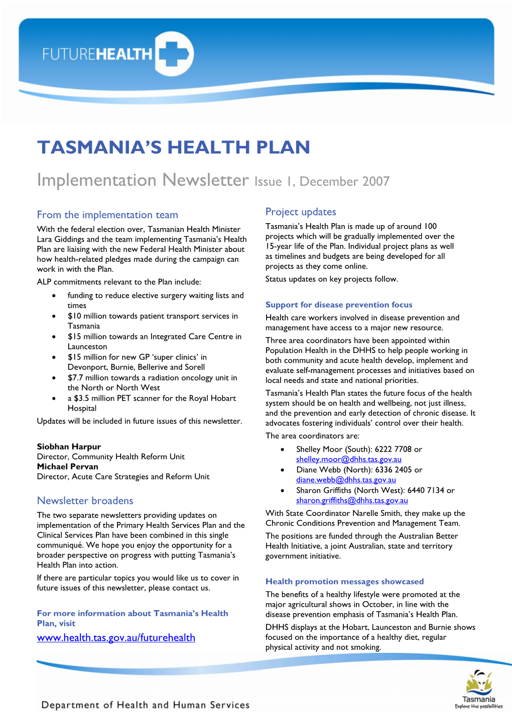 Tasmania's Health Plan