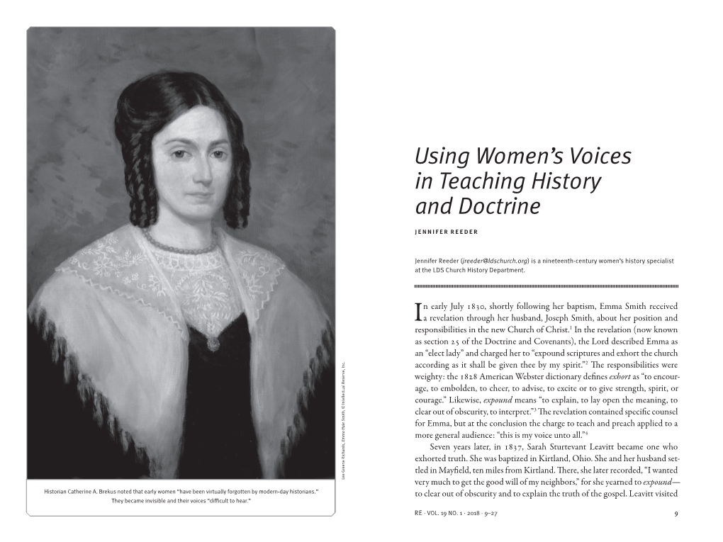 Using Women's Voices in Teaching History and Doctrine