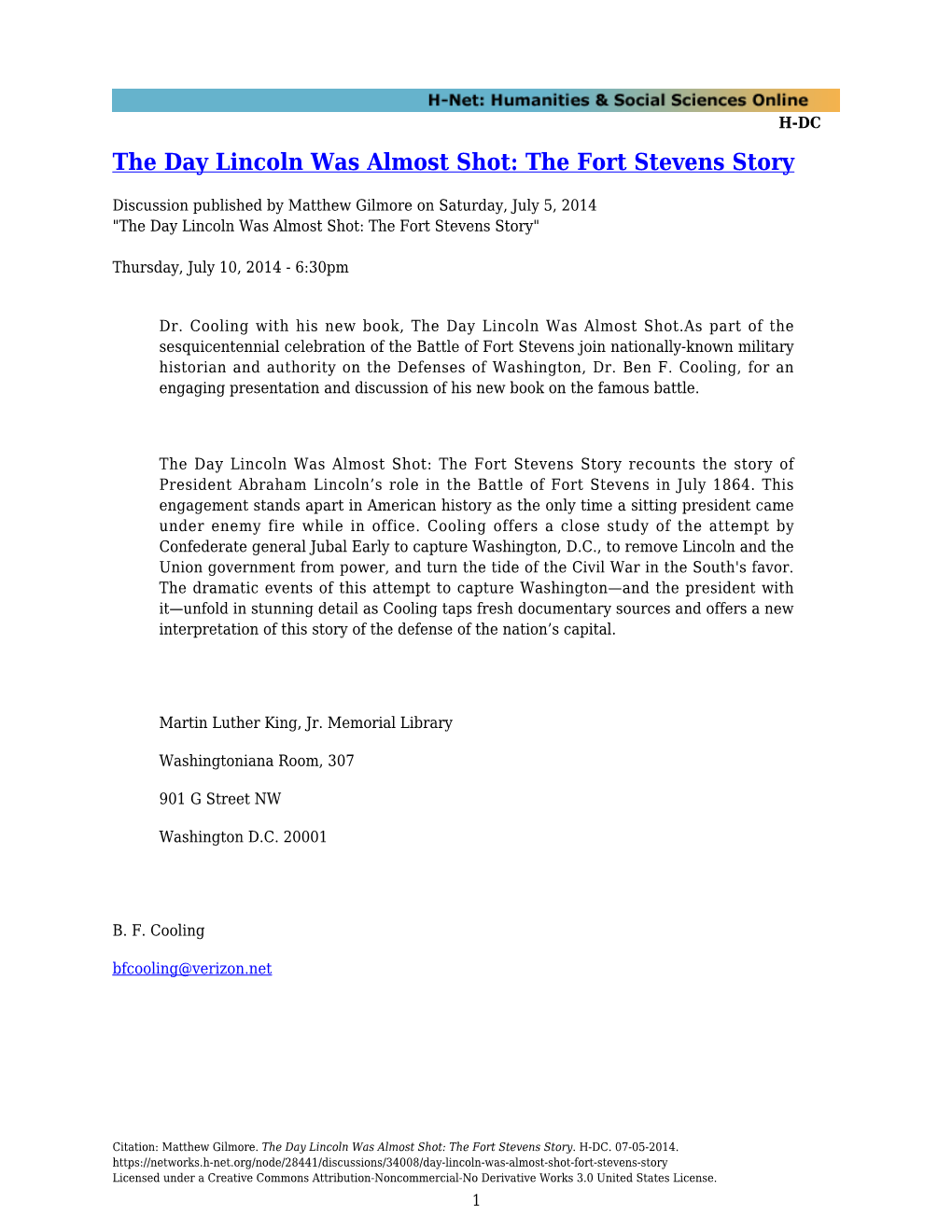 The Fort Stevens Story