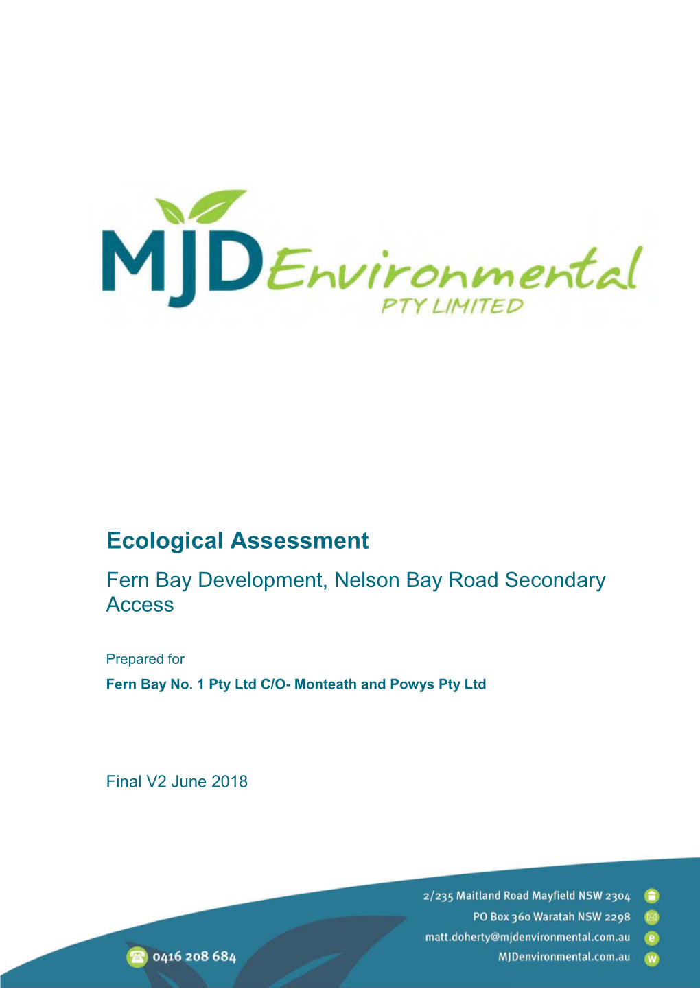 Ecological Assessment Fern Bay Development, Nelson Bay Road Secondary Access