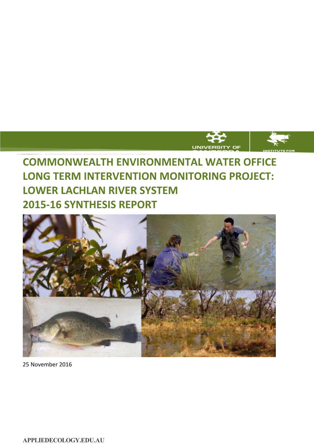 Commonwealth Environmental Water Office Long Term Intervention Monitoring Project: Lower