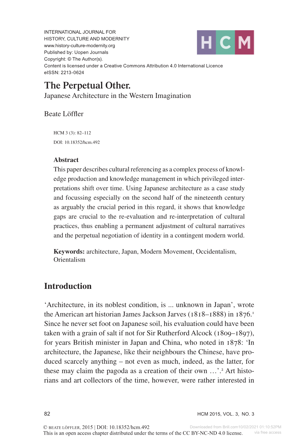 The Perpetual Other. Japanese Architecture in the Western Imagination