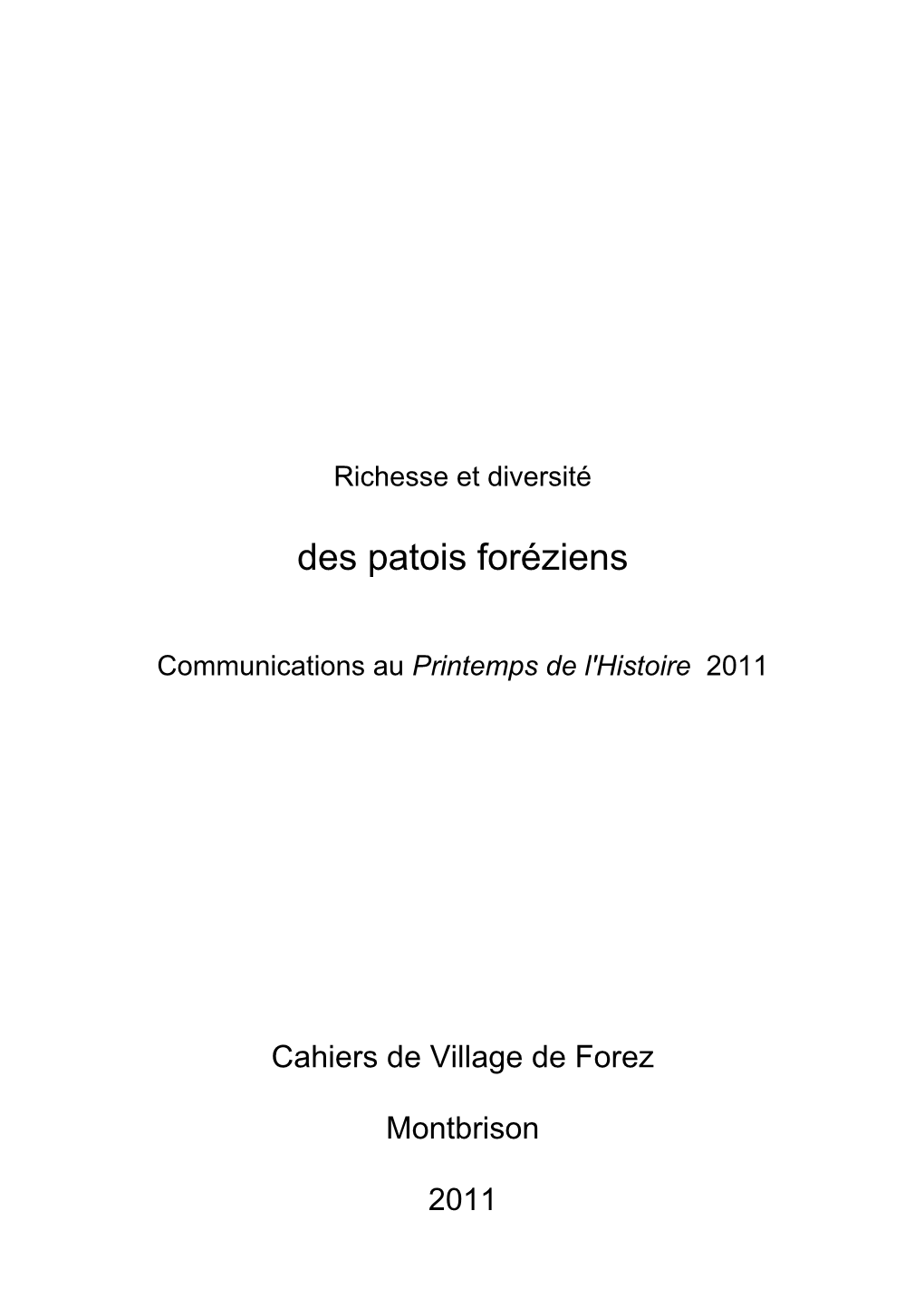 Des Patois Foréziens