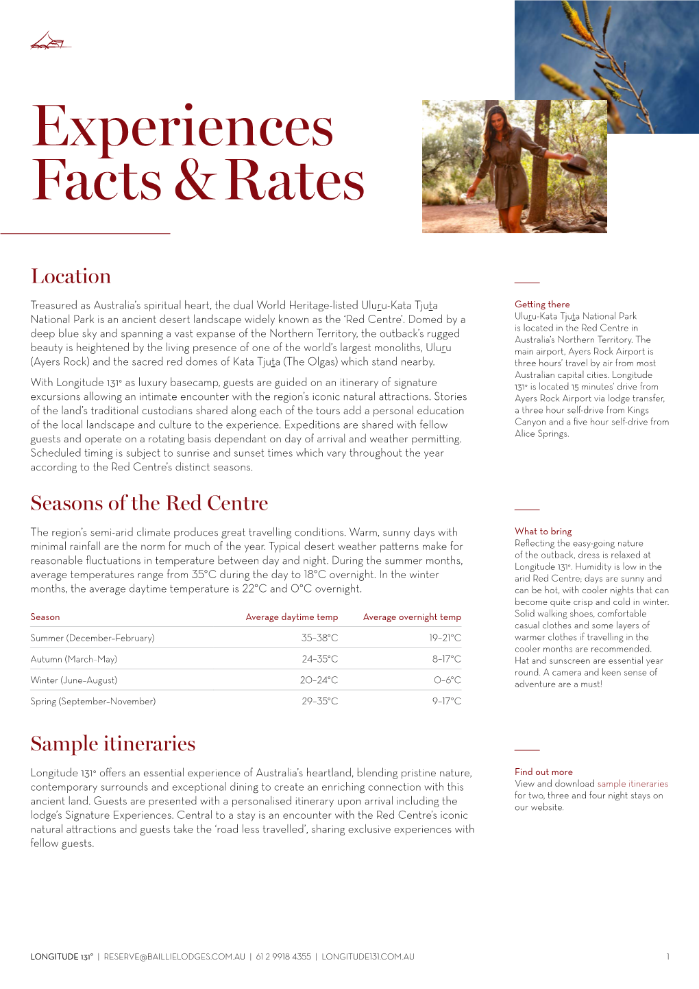 Longitude 131 Experiences Facts & Rates 2021-2022