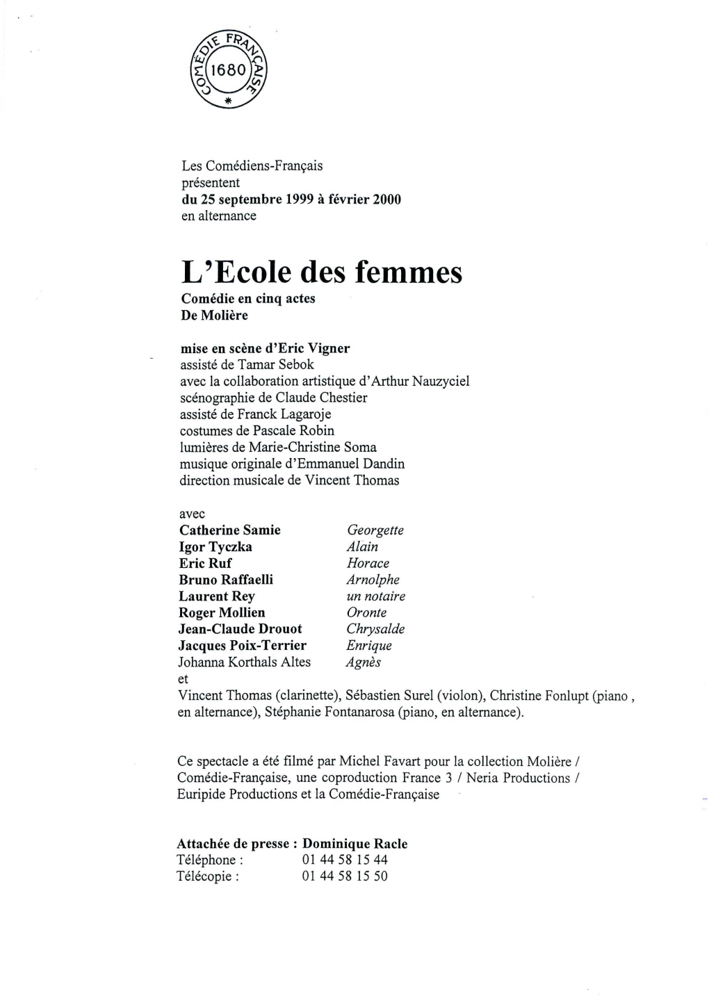 L'ecole Des Femmes Comédie En Cinq Actes De Molière