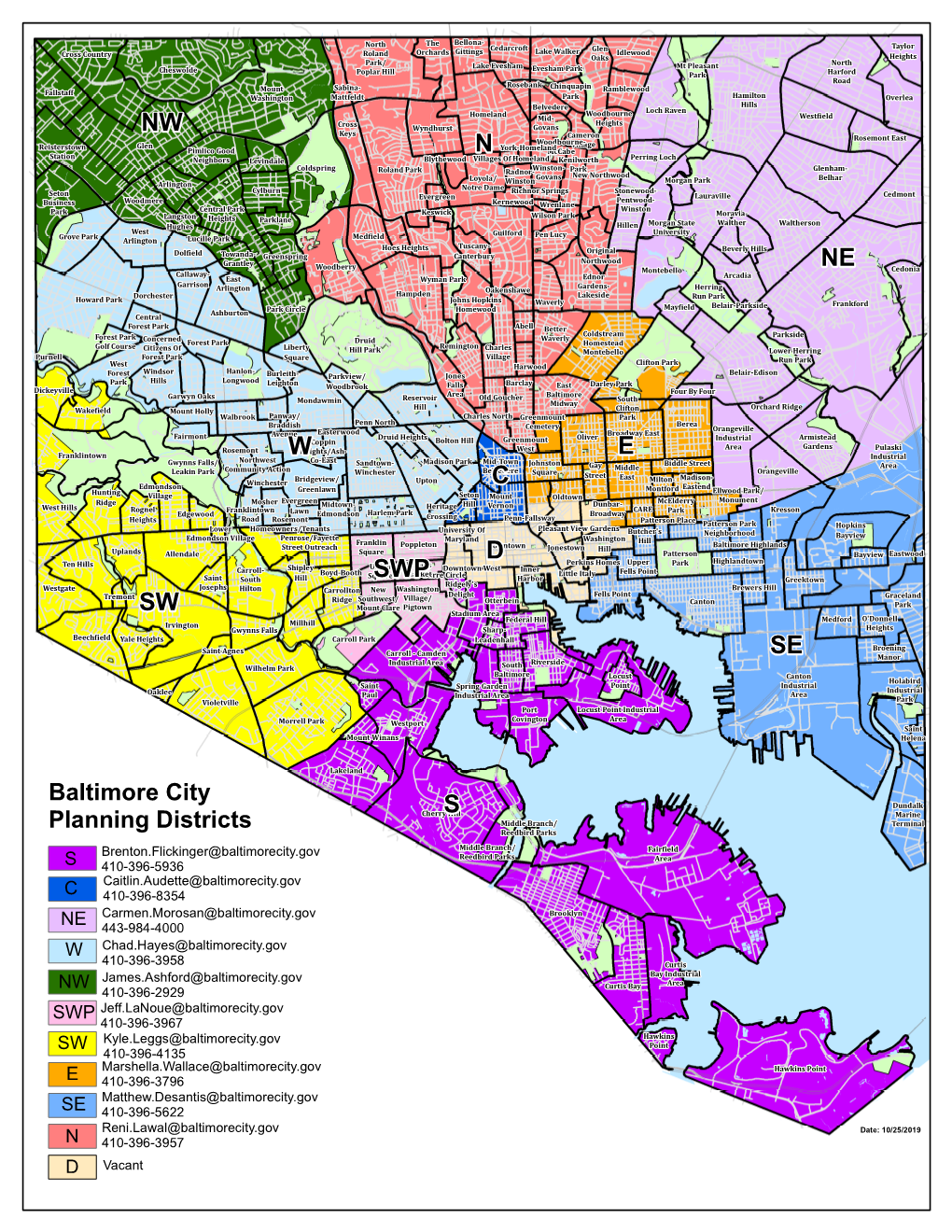 Baltimore City Planning Districts C D E NE SE S N W NW SW