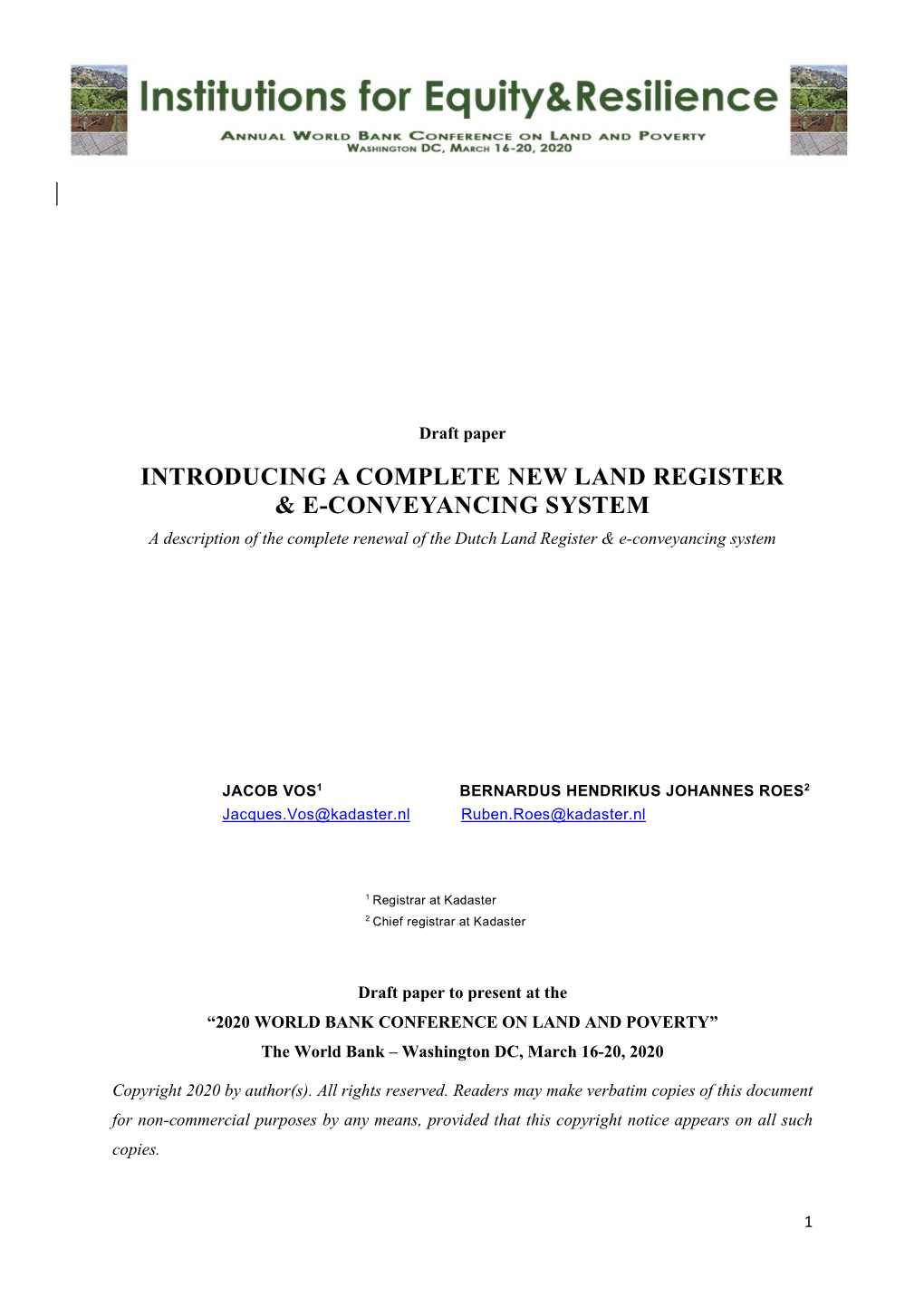 Introducing a Complete New Land Register & E