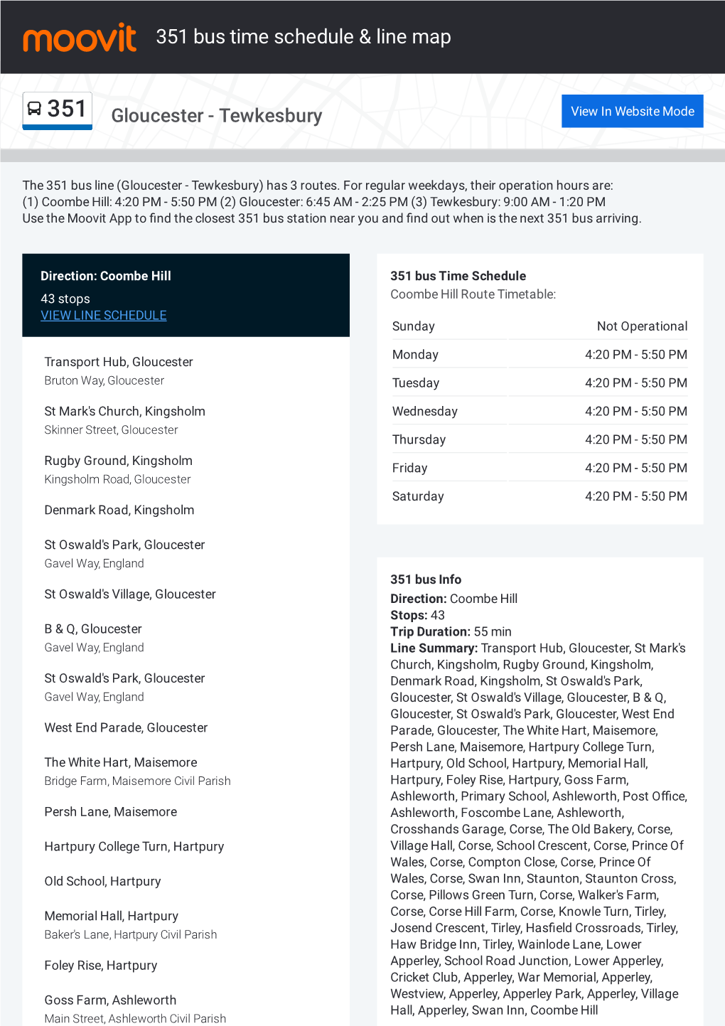 351 Bus Time Schedule & Line Route