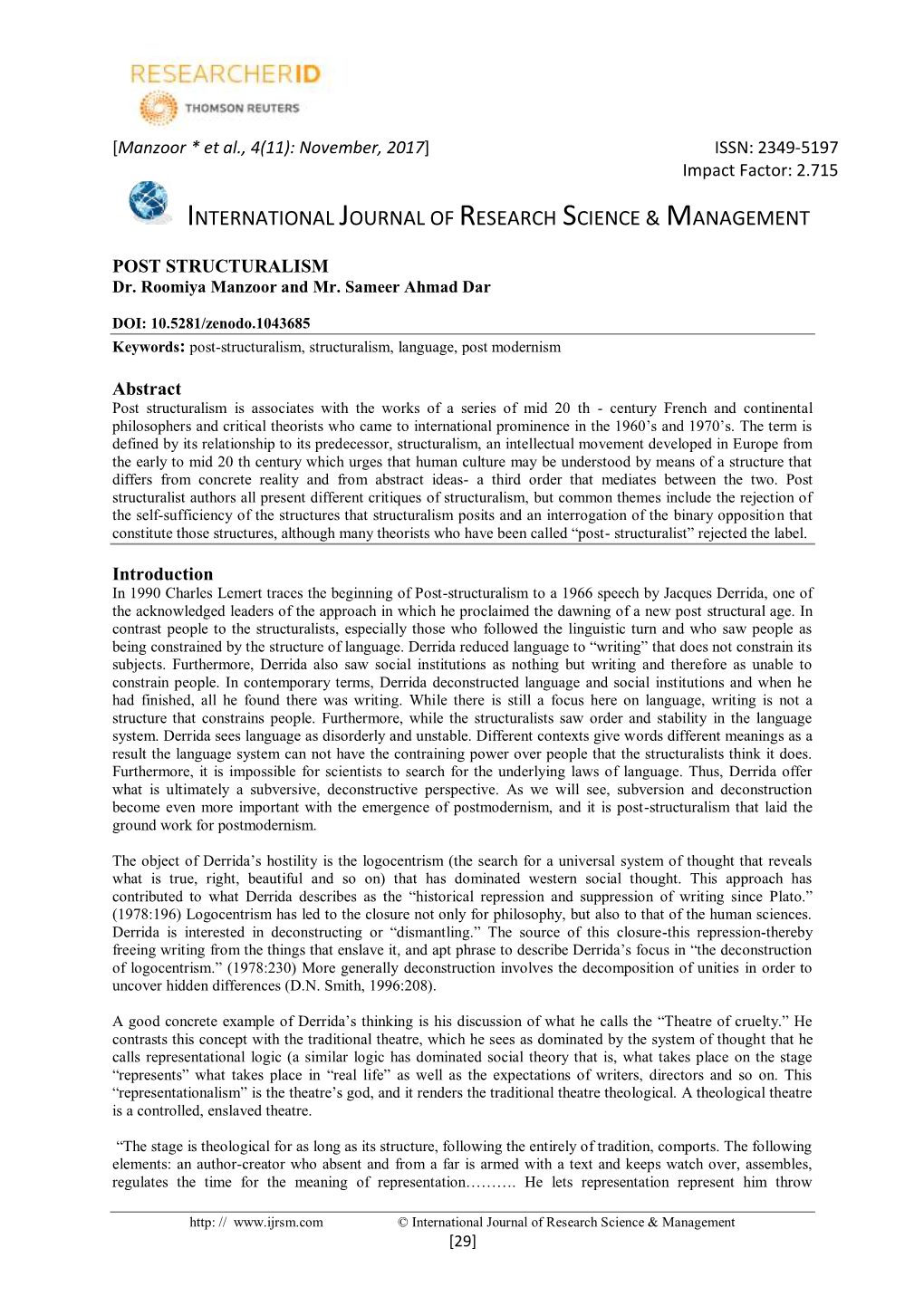 International Journal of Research Science & Management