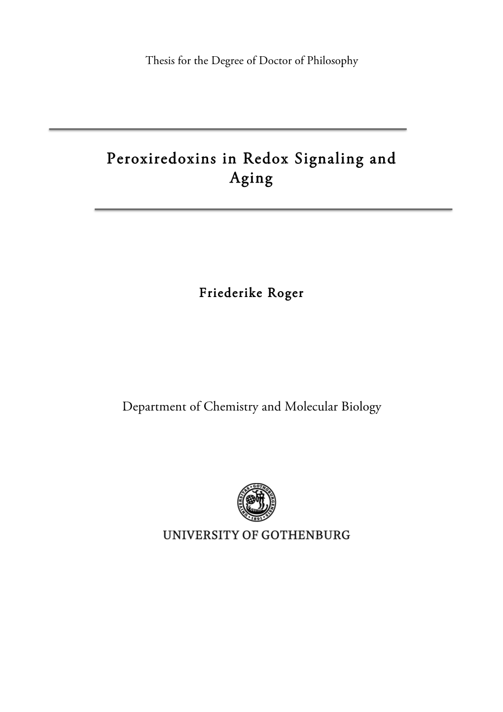 Peroxiredoxins in Redox Signaling and Aging