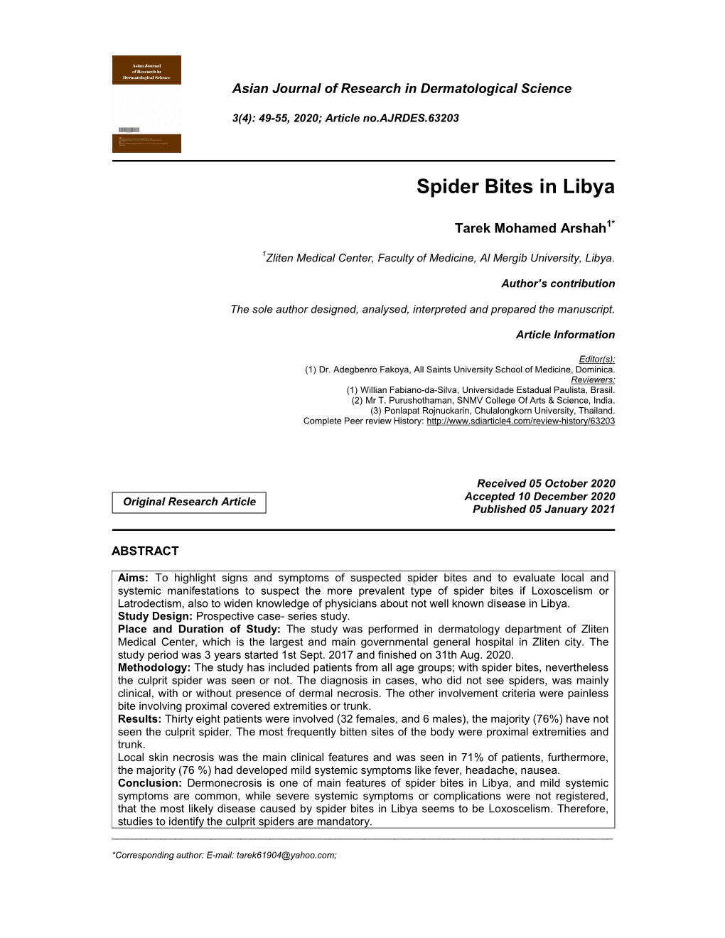 Spider Bites in Libya