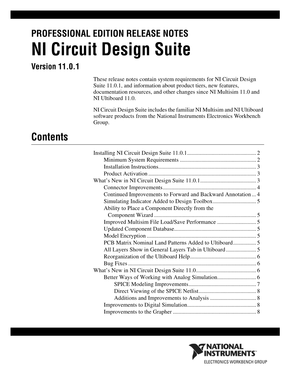 Archived: NI Circuit Design Suite Professional Edition Release Notes