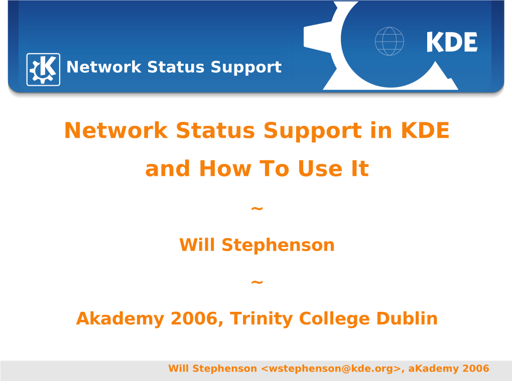 Network Status Support in KDE and How to Use It