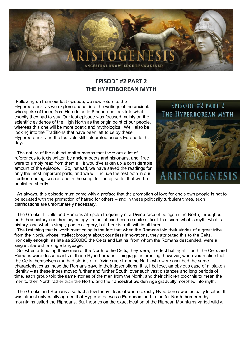 Episode #2 Part 2 the Hyperborean Myth