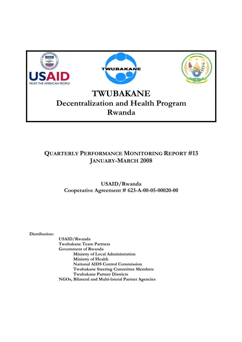 TWUBAKANE Decentralization and Health Program Rwanda