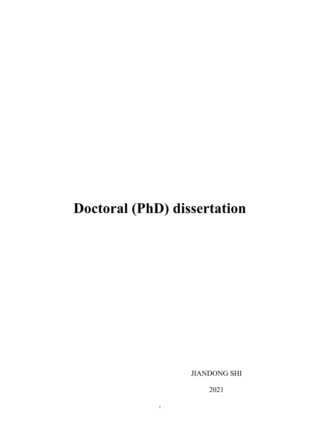 Doctoral (Phd) Dissertation