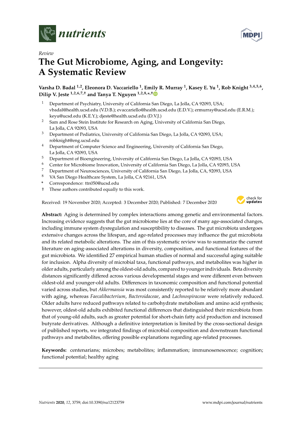 The Gut Microbiome, Aging, and Longevity: a Systematic Review