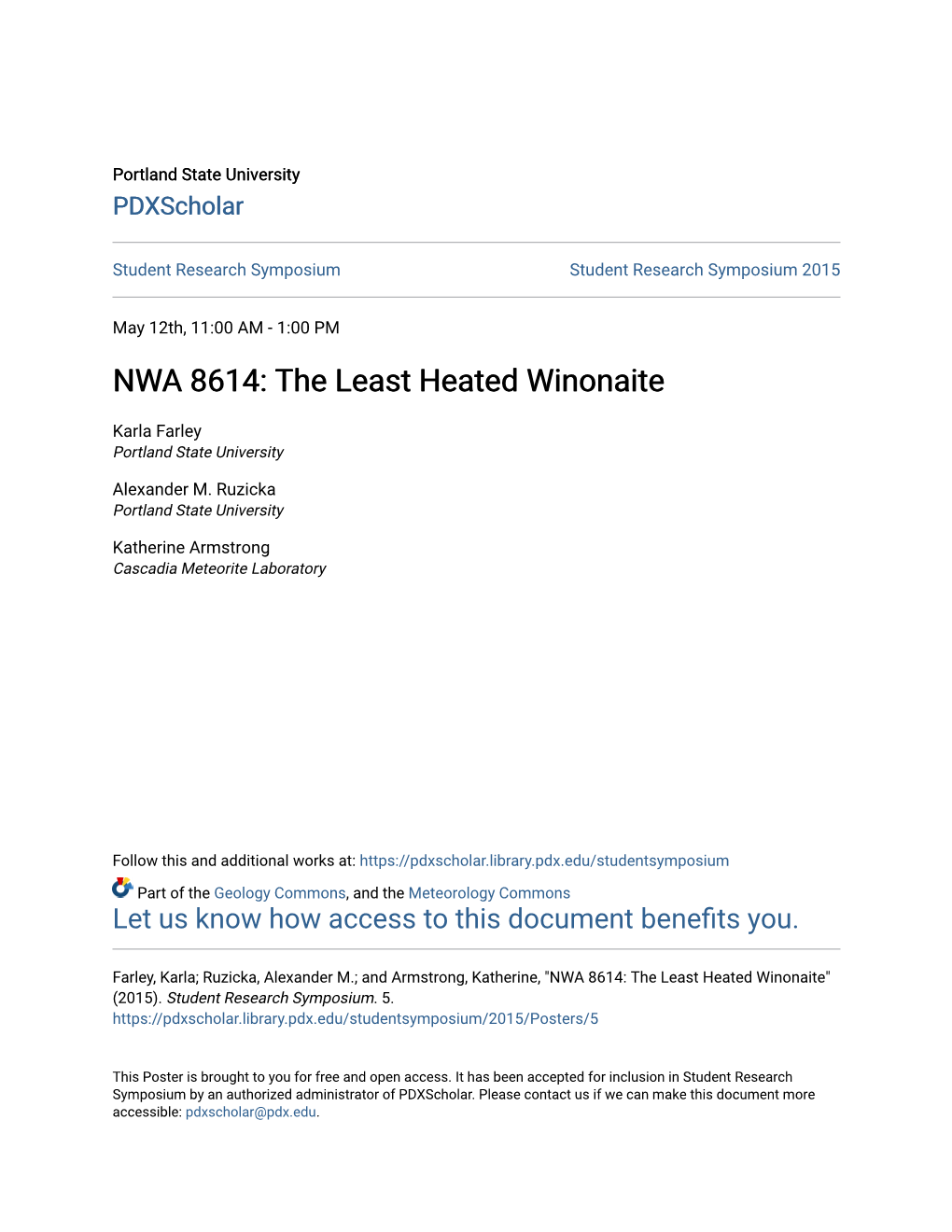 NWA 8614: the Least Heated Winonaite