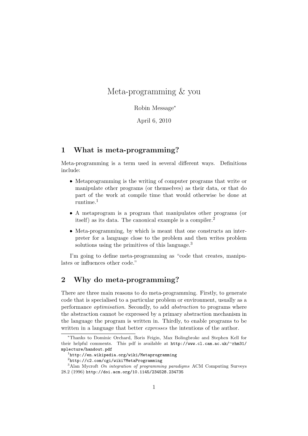 Meta-Programming &