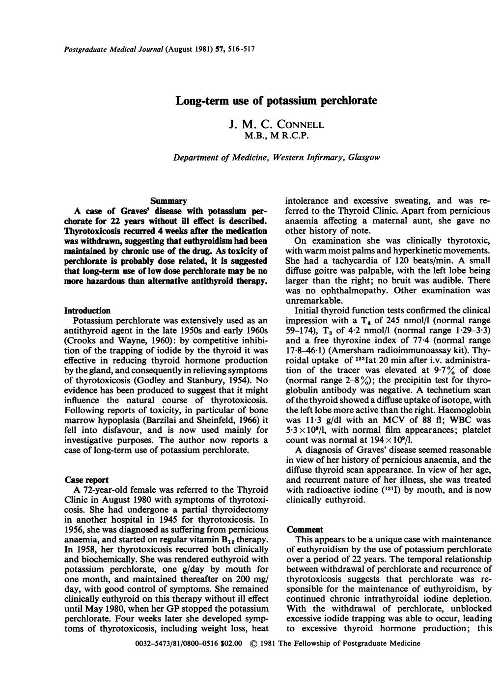 Long-Term Use of Potassium Perchlorate J