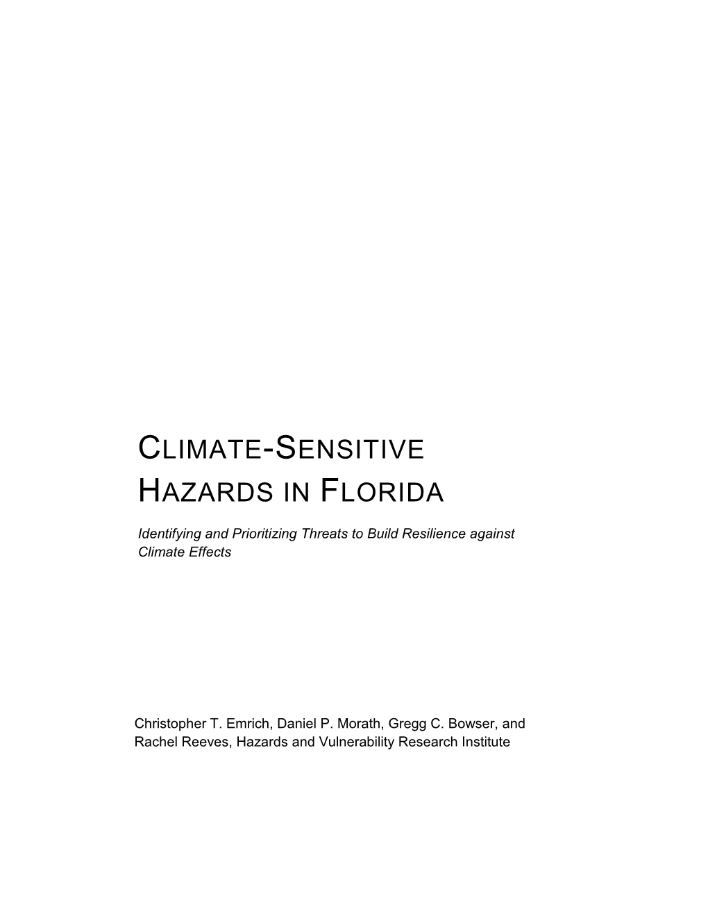 Climate-Sensitive Hazards in Florida