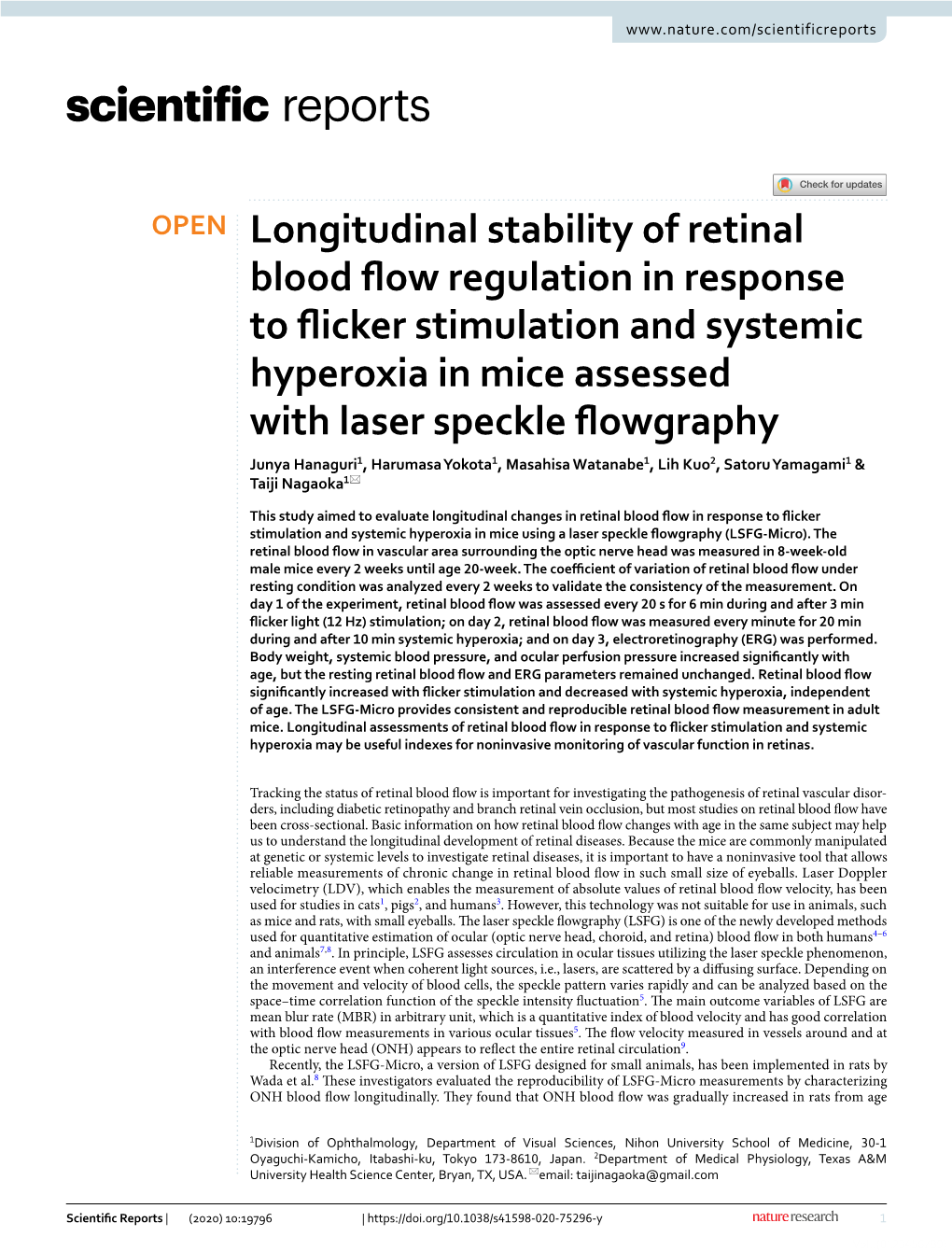 Longitudinal Stability of Retinal Blood Flow Regulation in Response to Flicker