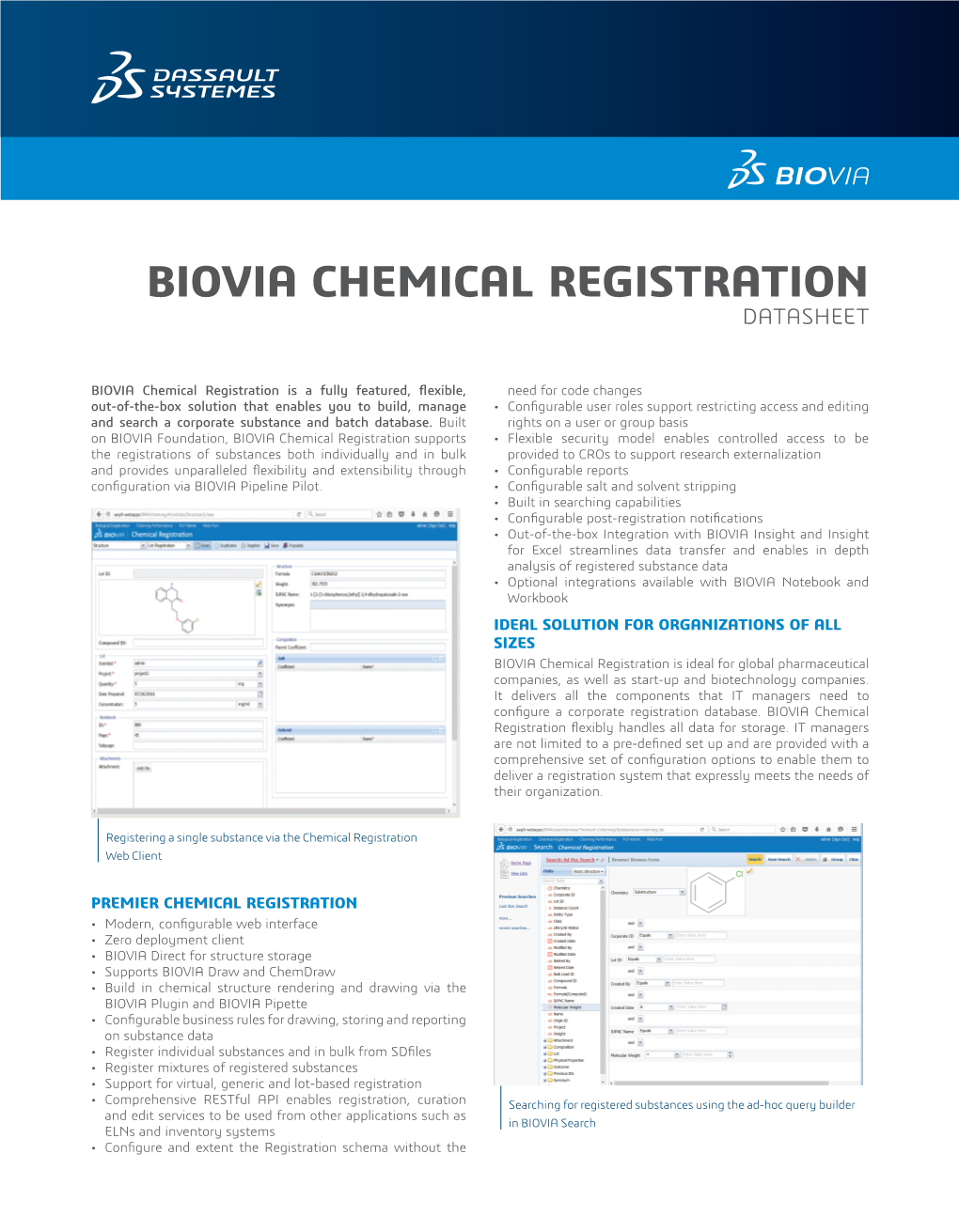 Biovia Chemical Registration Datasheet