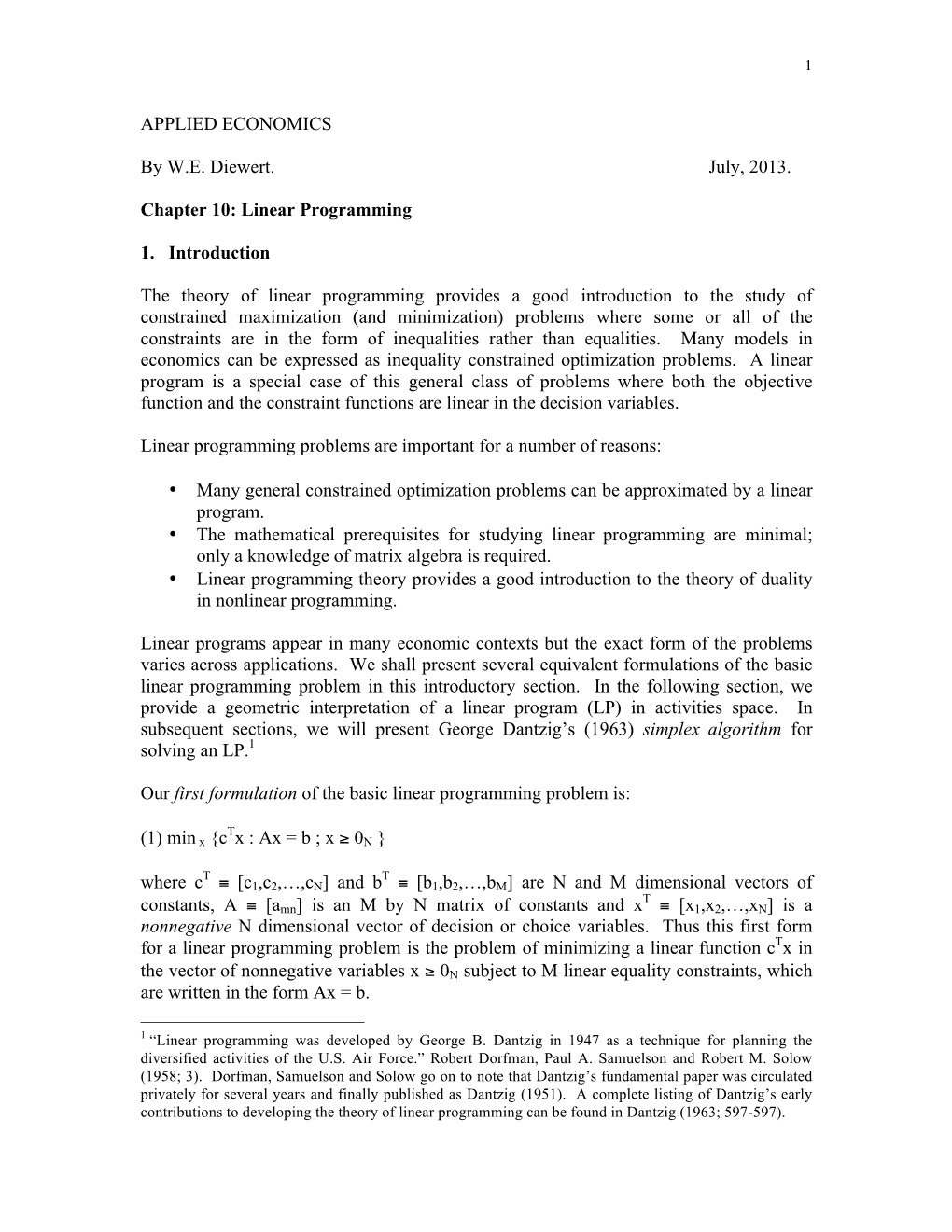 Chapter 10 Linear Programming