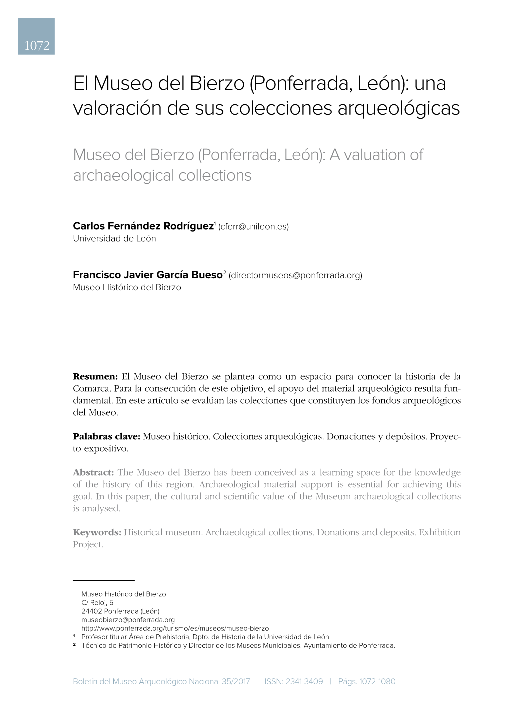 Ponferrada, León): Una Valoración De Sus Colecciones Arqueológicas