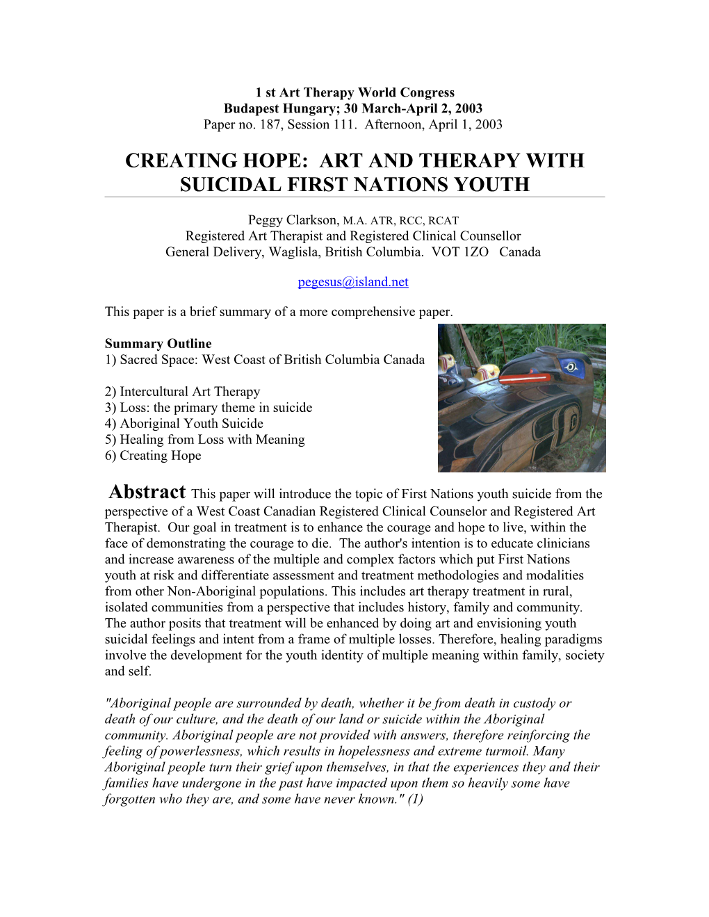 1 St Art Therapy World Congress