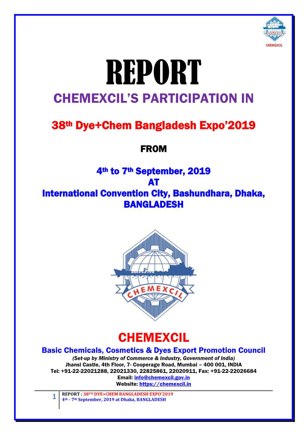38Th Dye+Chem Bangladesh 2019 Show Organized at ICCB